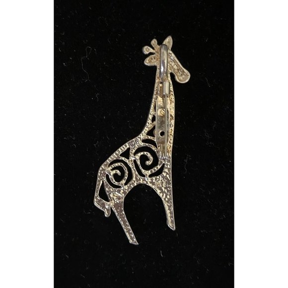 Vintage MJ silver gold tone Giraffe Metal Brooch Pin - Picture 6 of 6